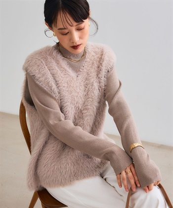 CROSS FUNCTION 《洗える》エブ楽 フェザーニットベスト＆リブニットセット