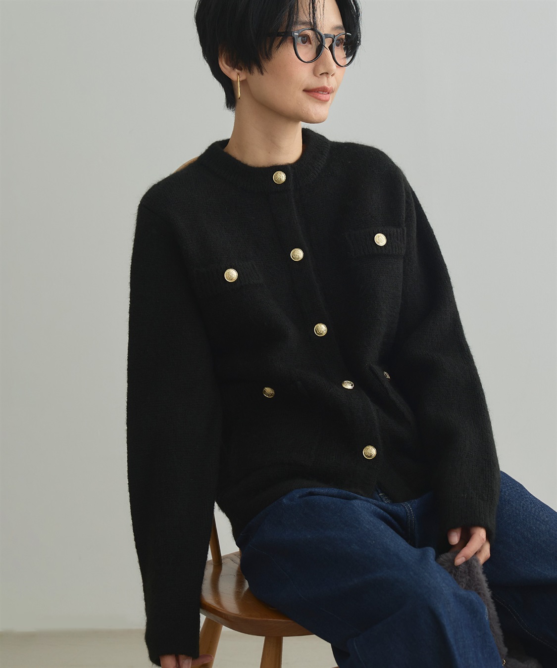 CROSS FUNCTION 《抗菌防臭》サマ美え 金釦ニットジャケット_main