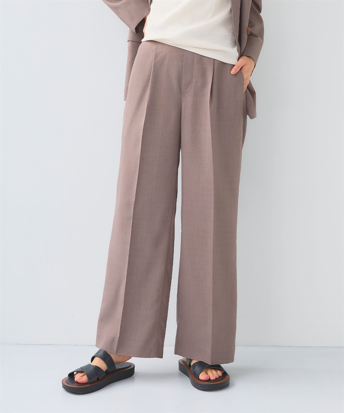 CROSS FUNCTION 《UV/洗える》サマ美え 冷感麻調ワイドパンツ_main