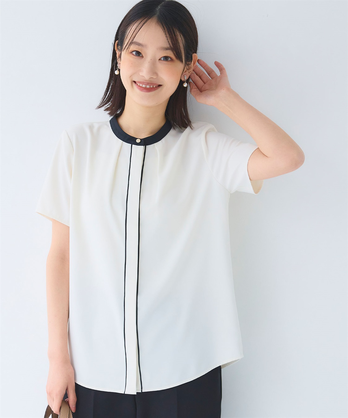 kishidamiki 半袖シャツブラウス ブラウス シャツ 春夏 スキッパー トップス 半袖 レディース