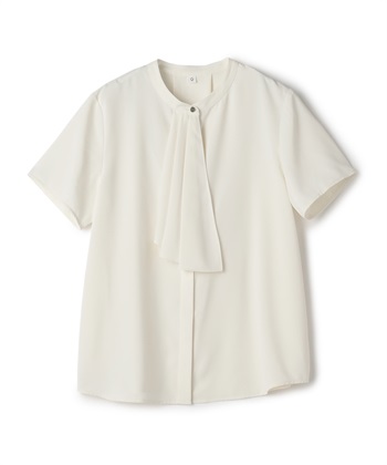 《シワになりにくい》正解シルキードライラッフル半袖ブラウス(オフ-Ｍ)