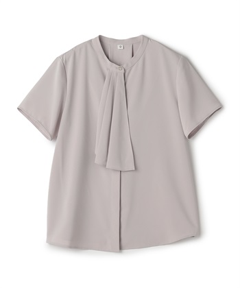 《シワになりにくい》正解シルキードライラッフル半袖ブラウス(ライラック-Ｍ)