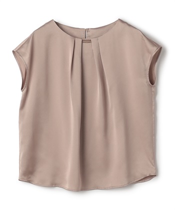 《シワになりにくい》正解タックフレンチスリーブサテンブラウス(ピンク-Ｍ)