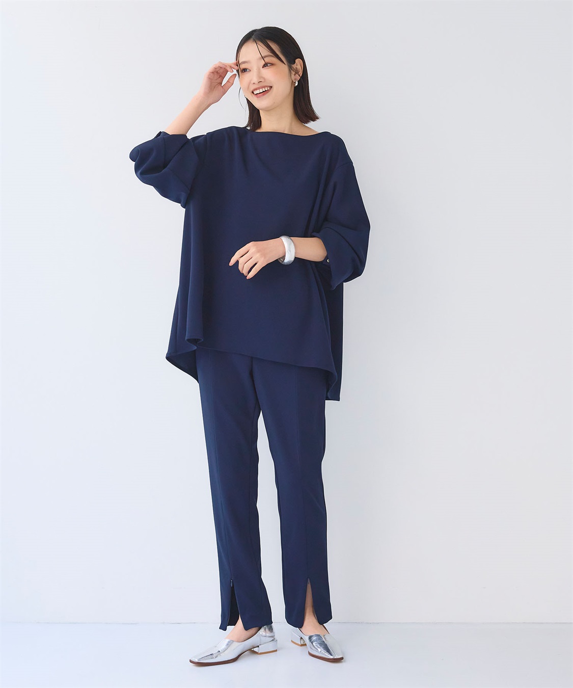 CROSS FUNCTION 《2点セット》サマ美え ジョーゼットボートネックブラウス&amp;ジョガーパンツセット【CF/クロスファンクション】_main