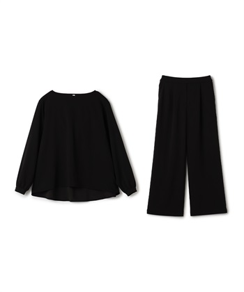 CROSS FUNCTION 《2点セット》サマ美え ジョーゼットボートネックブラウス&amp;ワイドパンツセット【CF/クロスファンクション】_variationthumb_1