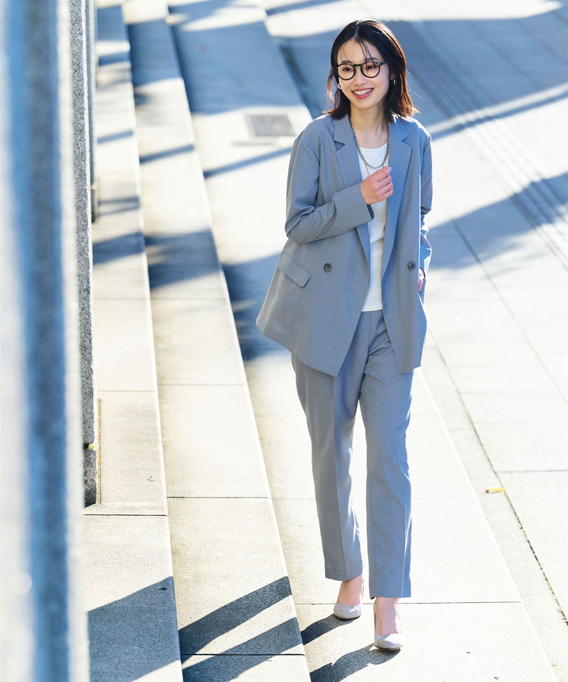 CROSS FUNCTION 《2点セット》サマ美え 冷感麻調テーラードジャケット&amp;テーパードパンツセット【CF/クロスファンクション】_main