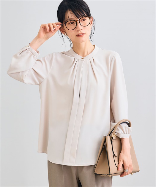 シワになりにくい》リボンボウタイボリュームシャツ CROSS FUNCTION