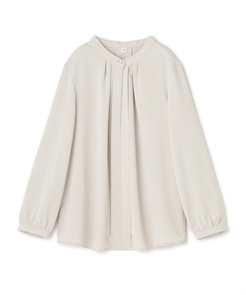 《シワになりにくい》シルキーサテン2WAYタックブラウス(ライトベージュ-Ｍ)