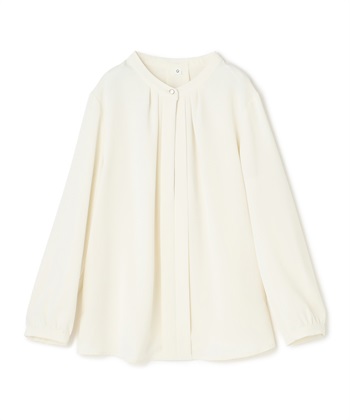《シワになりにくい》シルキーサテン2WAYタックブラウス(オフ-Ｍ)