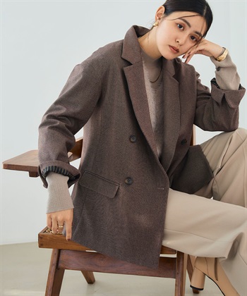 《洗える》アクティかる  ウールライクジャケットコート(モカ-Ｍ)