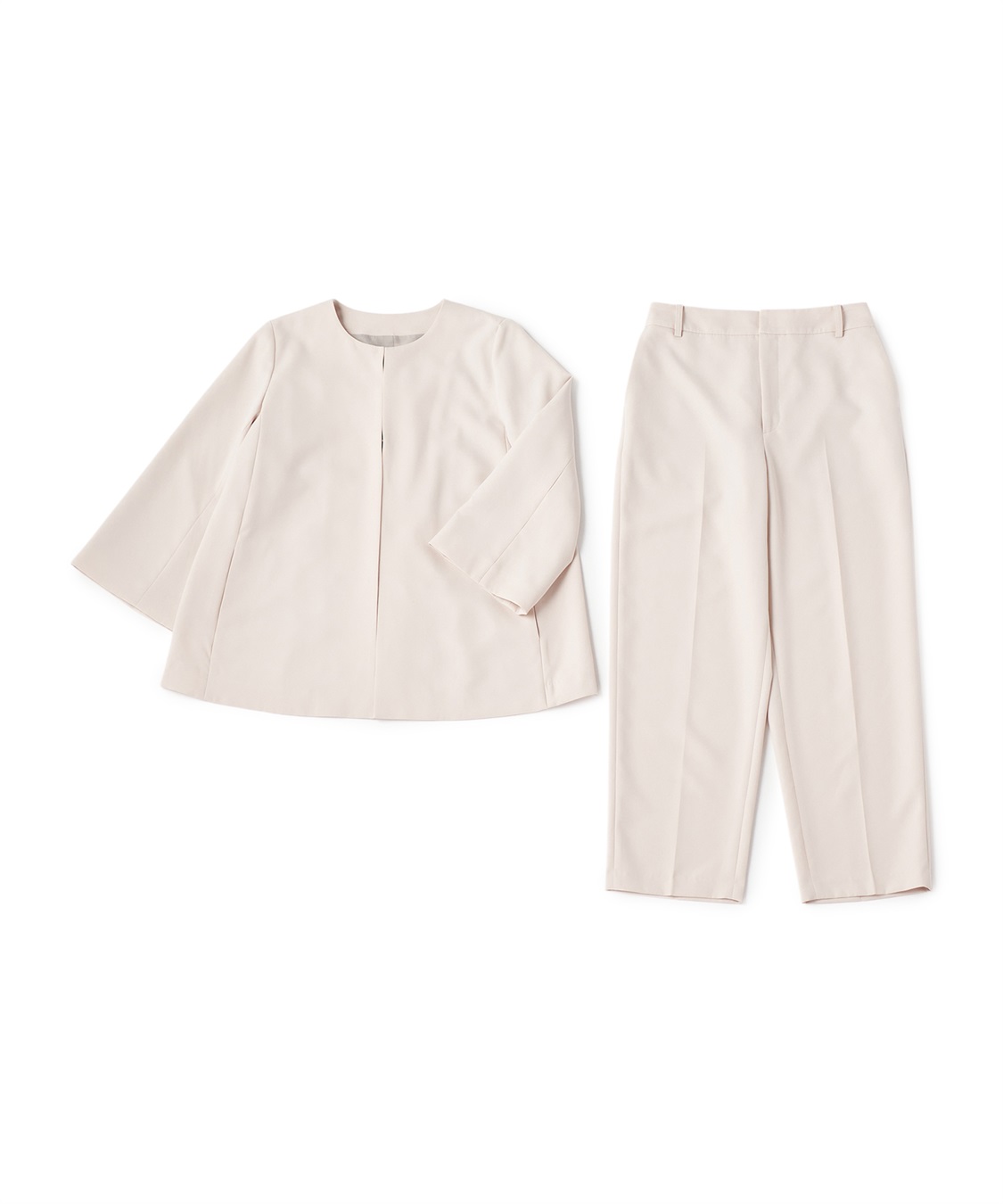 CROSS FUNCTION 《洗える・シワになりにくい》2点セット 正解 Aラインフレアジャケット&amp;ワイドパンツ_variation_1