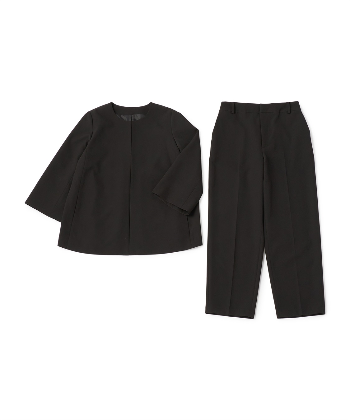 CROSS FUNCTION 《洗える・シワになりにくい》2点セット 正解 Aラインフレアジャケット&amp;ワイドパンツ_variation_2