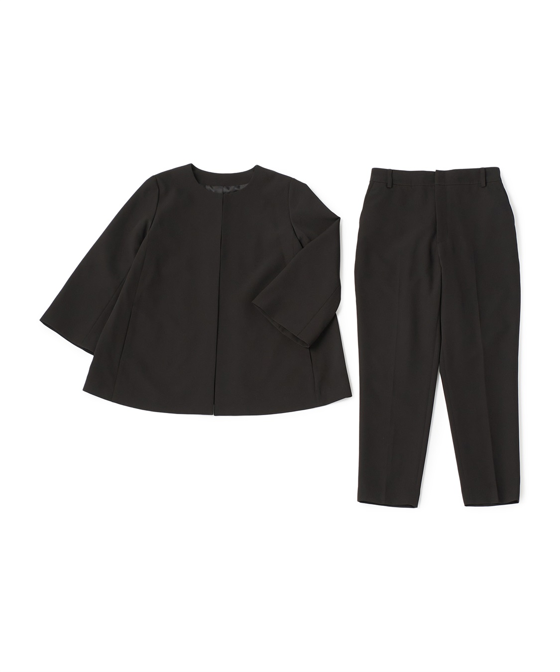 CROSS FUNCTION 《洗える・シワになりにくい》2点セット 正解 Aラインフレアジャケット&amp;テーパードパンツ_variation_2