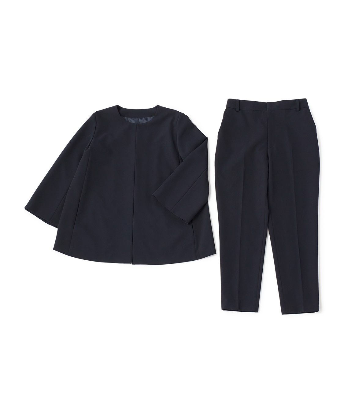 CROSS FUNCTION 《洗える・シワになりにくい》2点セット 正解 Aラインフレアジャケット&amp;テーパードパンツ_variation_3