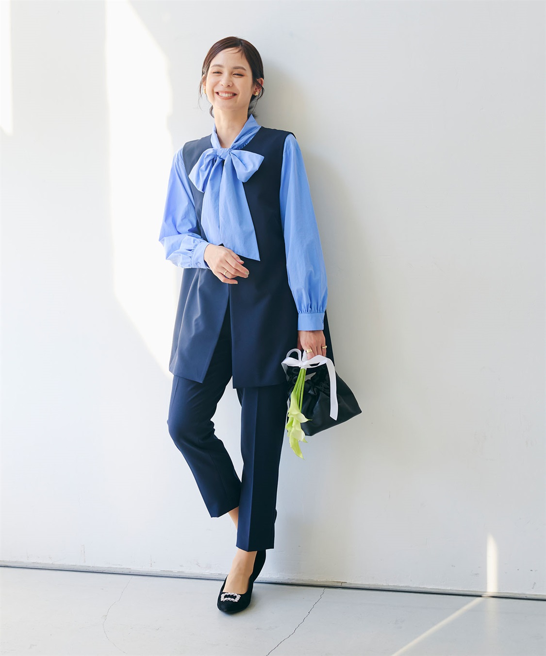 CROSS FUNCTION 《洗える・シワになりにくい》2点セット 正解 ロングジレ&amp;テーパードパンツ_main