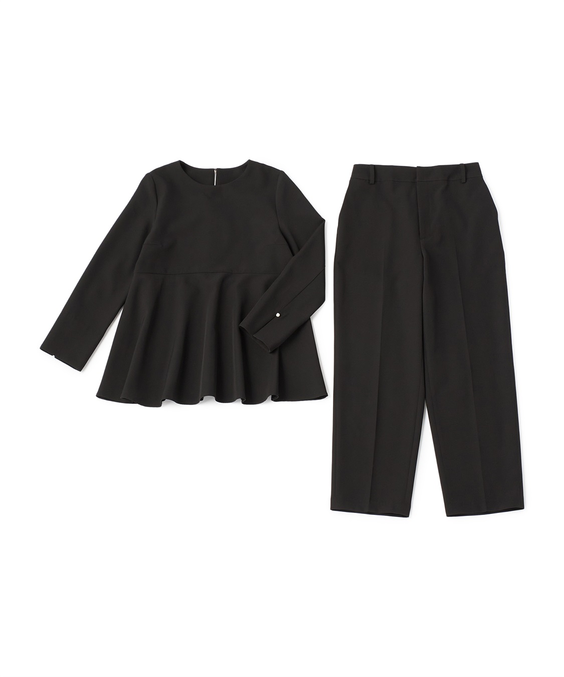 CROSS FUNCTION 《洗える・シワになりにくい》2点セット 正解 ペプラムブラウス&amp;ワイドパンツ_variation_2