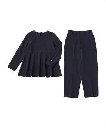 CROSS FUNCTION 《洗える・シワになりにくい》2点セット 正解 ペプラムブラウス&amp;ワイドパンツ_variationthumb_3