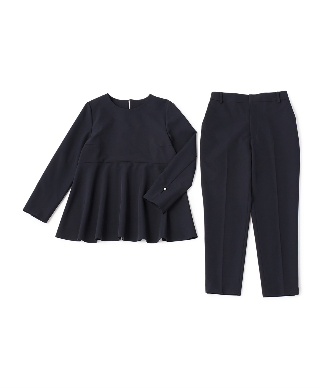 CROSS FUNCTION 《洗える・シワになりにくい》2点セット 正解 ペプラムブラウス&amp;テーパードパンツ_variation_3