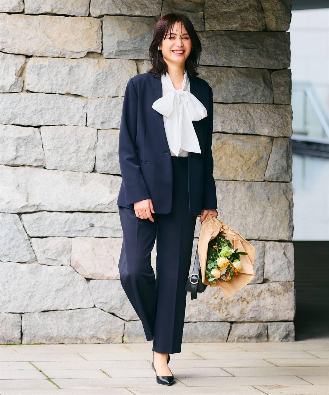 CROSS FUNCTION 《洗える・シワになりにくい》2点セット 正解 ノーカラージャケット&amp;ワイドパンツ_main