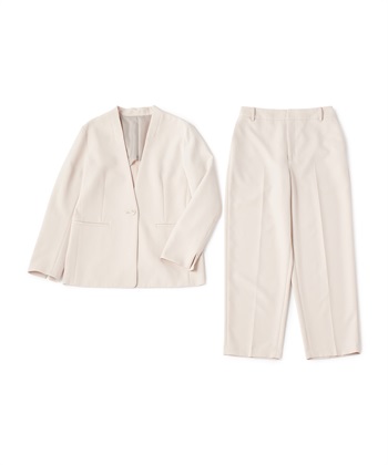 CROSS FUNCTION 《洗える・シワになりにくい》2点セット 正解 ノーカラージャケット&amp;ワイドパンツ_variationthumb_1