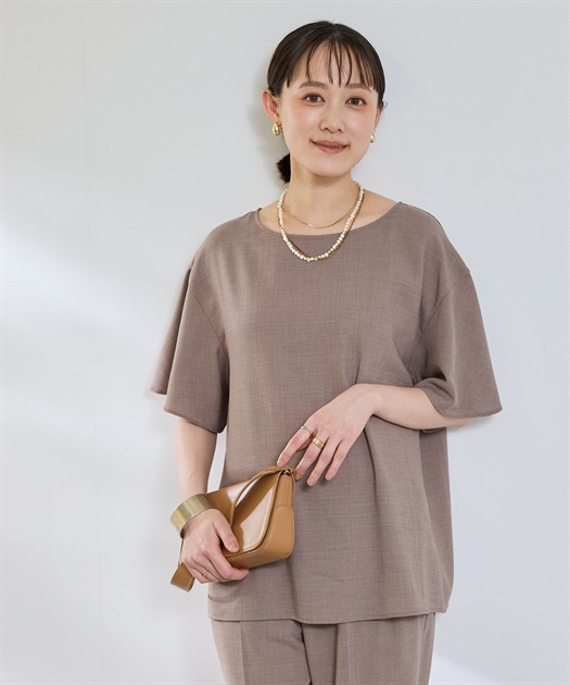 CROSS FUNCTION 《撥水》エブ楽 リネンライクフレアスリーブブラウス