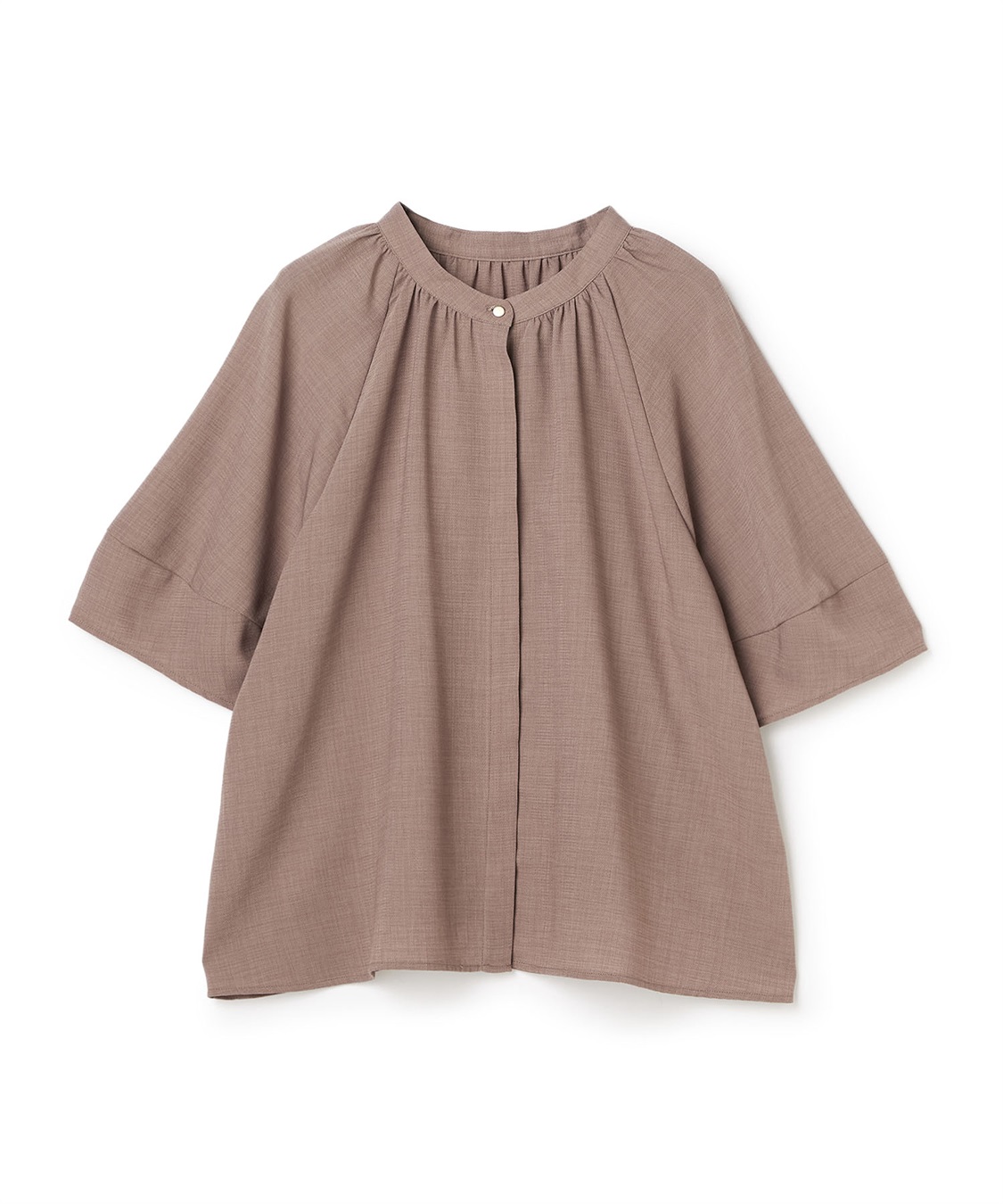 CROSS FUNCTION 《撥水》エブ楽 リネンライクバンドカラーランタンスリーブブラウス_variation_2