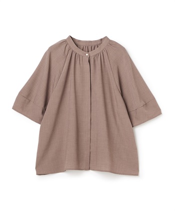 CROSS FUNCTION 《撥水》エブ楽 リネンライクバンドカラーランタンスリーブブラウス_variationthumb_2