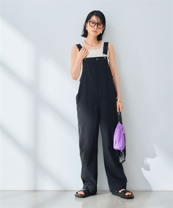 《UV/吸水速乾》エブ楽 イージーサロペット(ブラック-Ｍ)