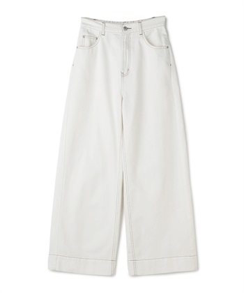 《撥水》FRESH DENIM デニムワイドバギーパンツ(ホワイト-Ｍ)