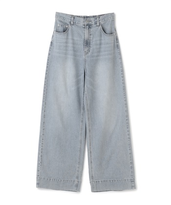 《撥水》FRESH DENIM デニムワイドバギーパンツ(サックス-Ｍ)