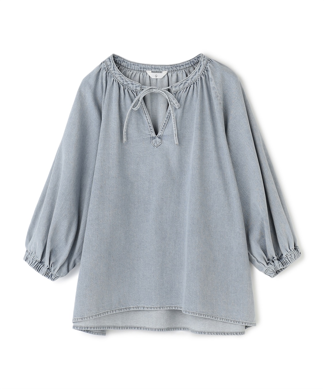CROSS FUNCTION 《撥水》FRESH DENIM デニムカフタンボリュームスリーブブラウス_variation_1