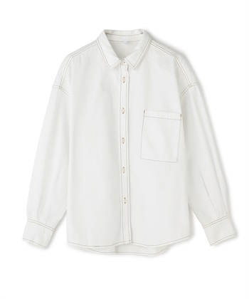 《撥水》FRESH DENIM デニムシャツ(ホワイト-Ｍ)