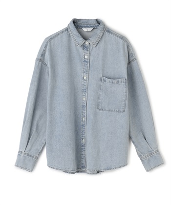 《撥水》FRESH DENIM デニムシャツ(サックス-Ｍ)