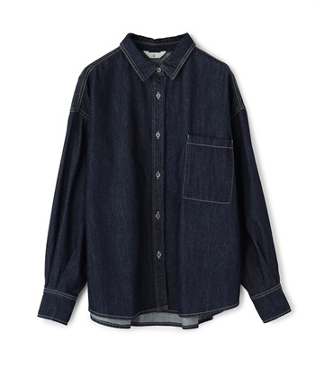 《撥水》FRESH DENIM デニムシャツ(ネイビー-Ｍ)