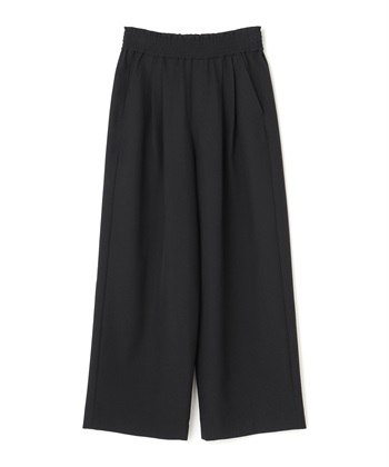 《シワになりにくい》サマ美え ツータックギャザーワイドパンツ(ブラック-Ｍ)