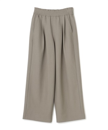 《シワになりにくい》サマ美え ツータックギャザーワイドパンツ(ベージュ-Ｍ)