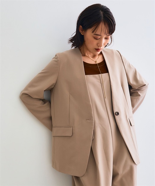 CROSS FUNCTION 《シワになりにくい》サマ美え リラックスノーカラージャケット