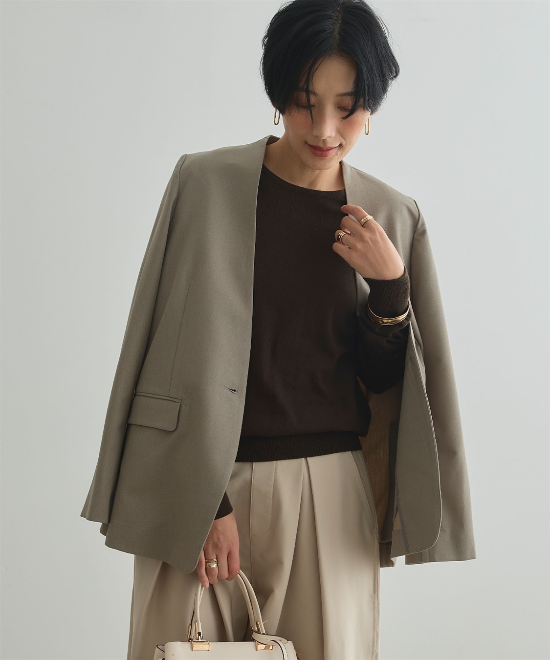 CROSS FUNCTION 《シワになりにくい》サマ美え リラックスノーカラージャケット_main