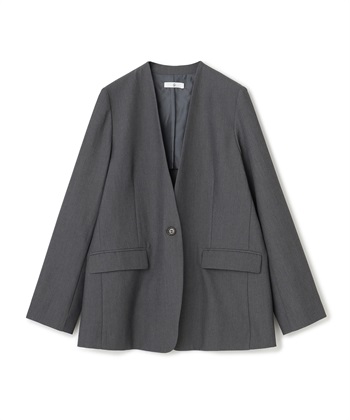 《シワになりにくい》サマ美え リラックスノーカラージャケット(グレー-Ｍ)