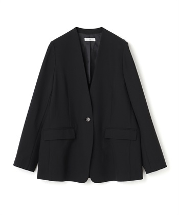 《シワになりにくい》サマ美え リラックスノーカラージャケット(ブラック-Ｍ)