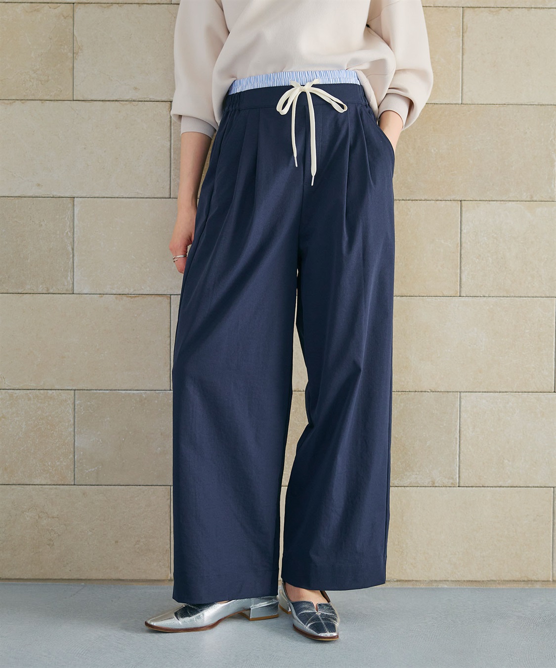 CROSS FUNCTION 《UV/吸水速乾》エブ楽 ダブルウエストイージーワイドパンツ_main