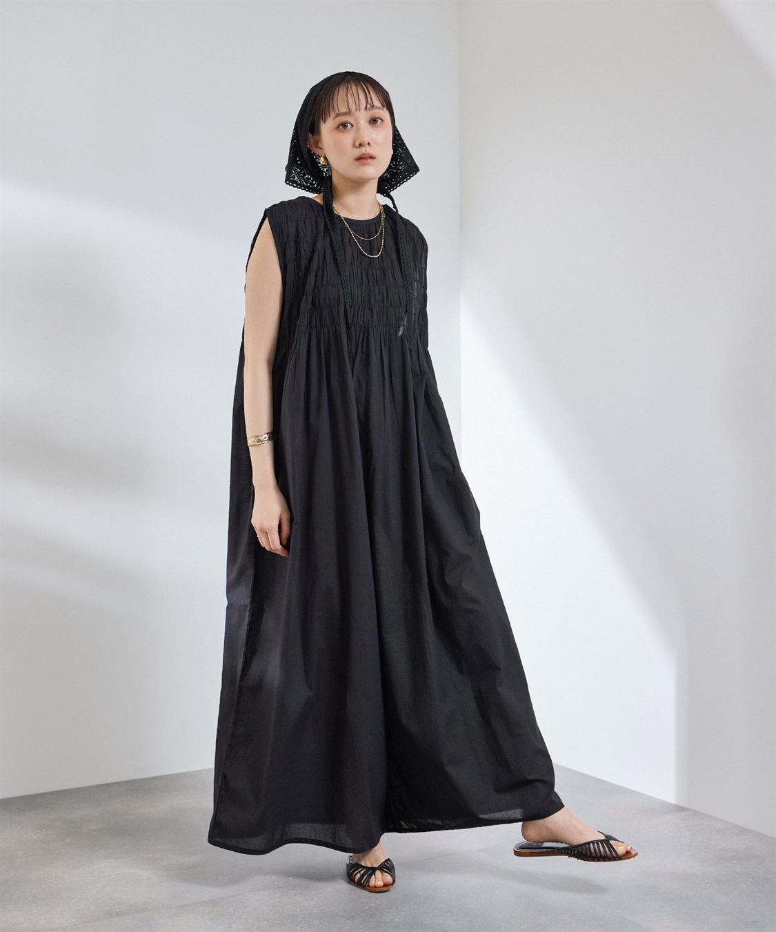 通気性》サマ美え ギャザーワイドオールインワン CROSS FUNCTION
