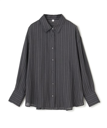 《シワになりにくい》シアービエラルーズシャツ(グレー(ストライプ)-Ｍ)