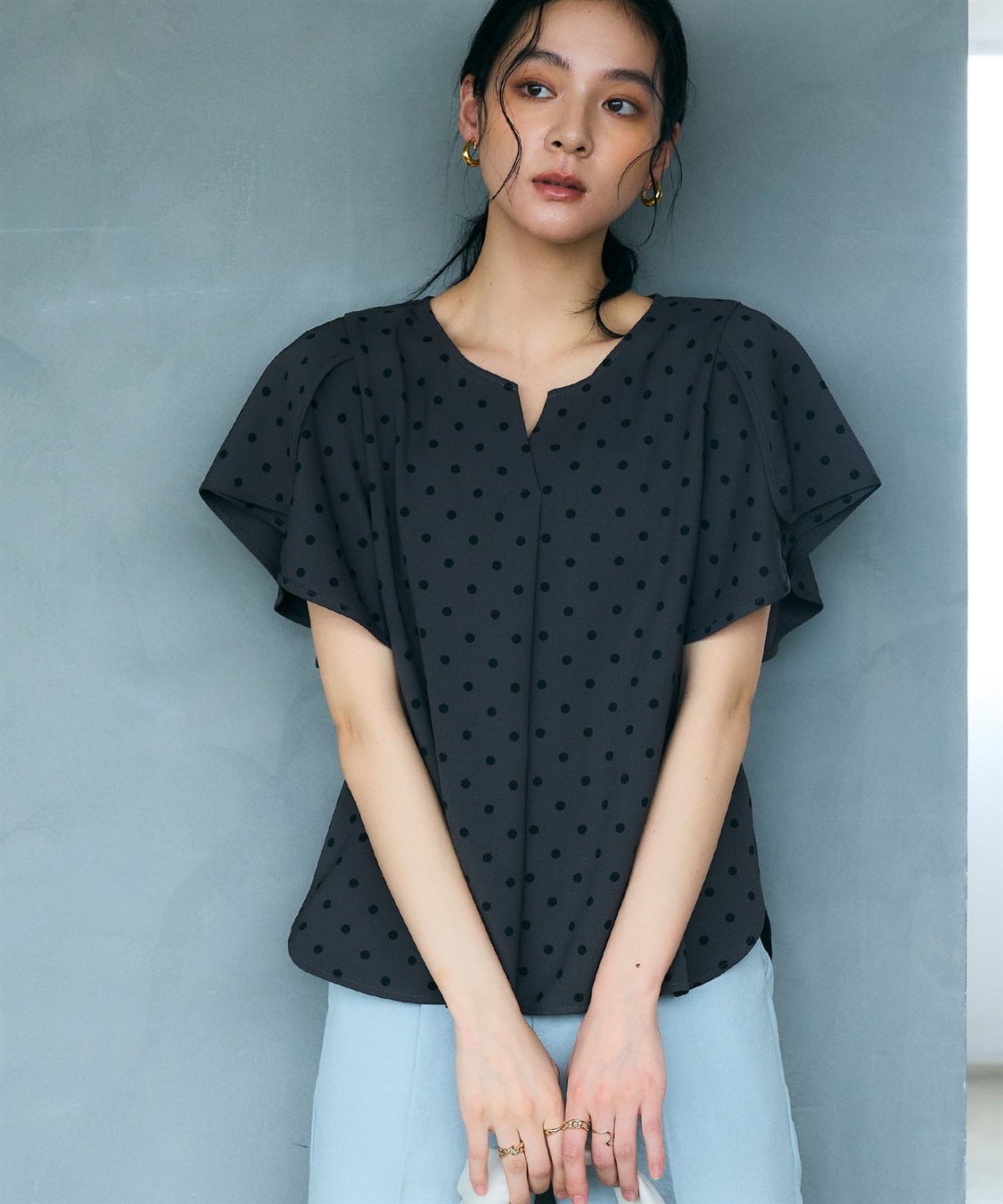 CROSS FUNCTION 《防シワ》サマナチュラリュクス フレアスリーブブラウス_main