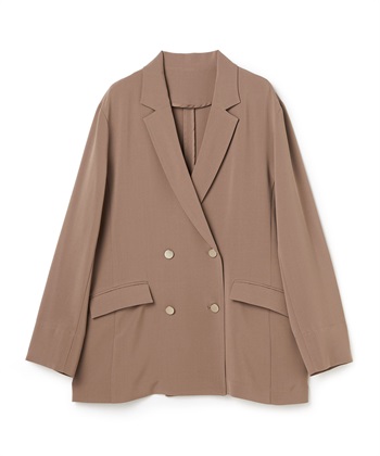 《防シワ》サマナチュラリュクス 金釦テーラードダブルジャケット(モカ-Ｍ)