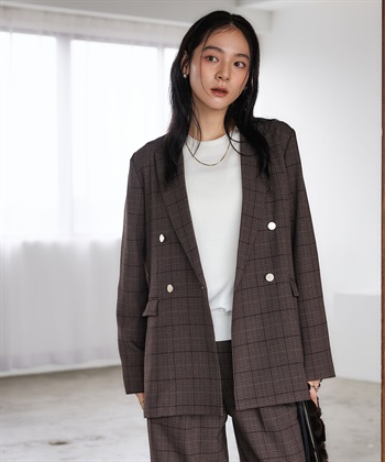CROSS FUNCTION 《シワ軽減》サマナチュラ 金釦ダブルテーラードジャケット_variationthumb_3