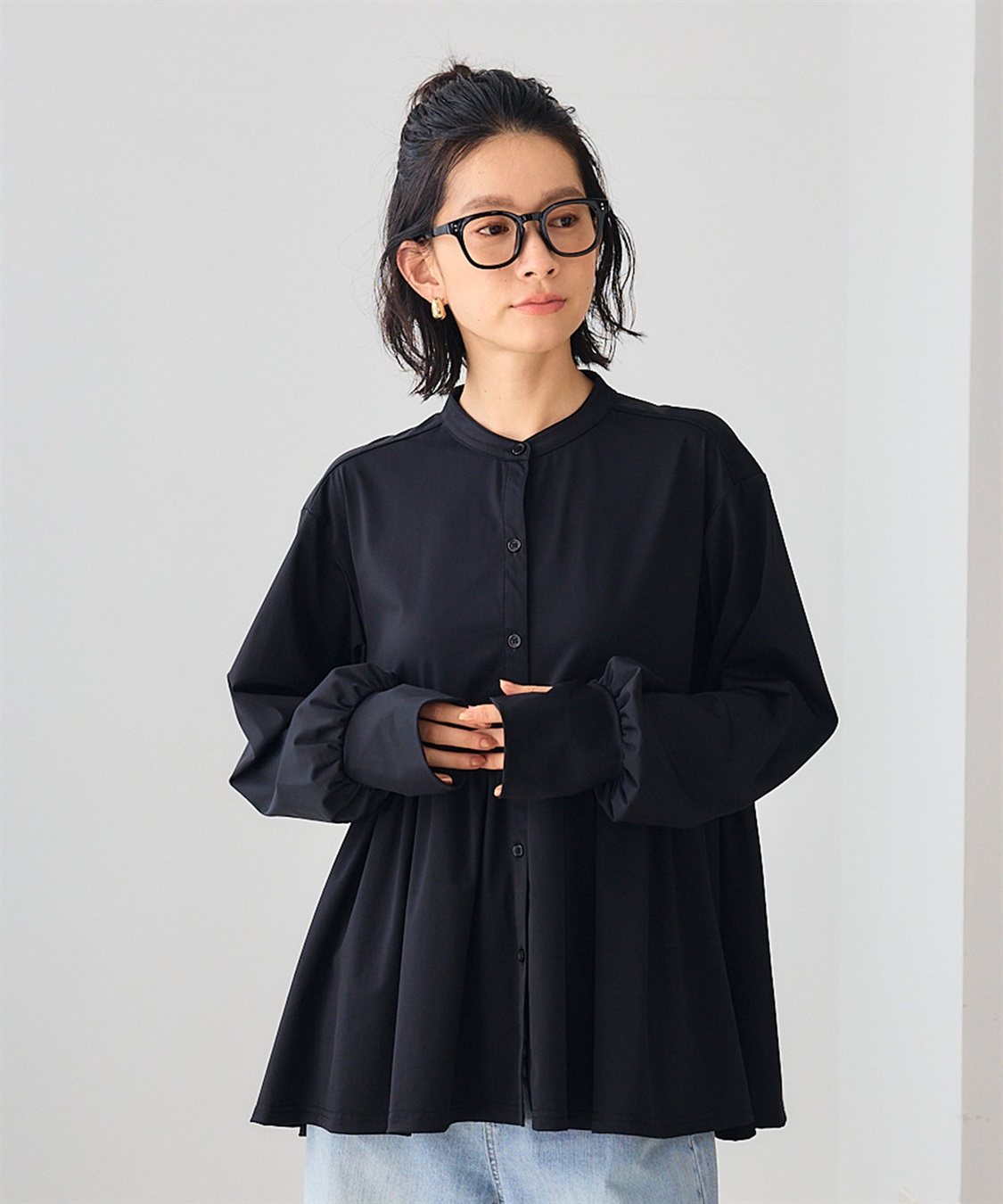 CROSS FUNCTION 《UV》エブ楽 ラッシュガードギャザーペプラムブラウス_variation_1