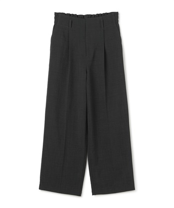 《シワになりにくい》サマナチュラリネンライクセンタープレスワイドパンツ(チャコール-Ｍ)