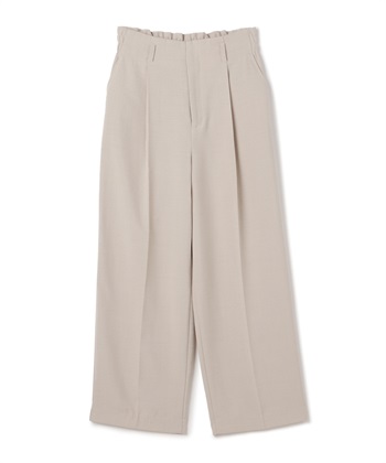 《シワになりにくい》サマナチュラリネンライクセンタープレスワイドパンツ(オフベージュ-Ｍ)