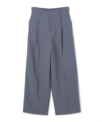 《シワになりにくい》サマナチュラリネンライクセンタープレスワイドパンツ(ブルー-Ｍ)